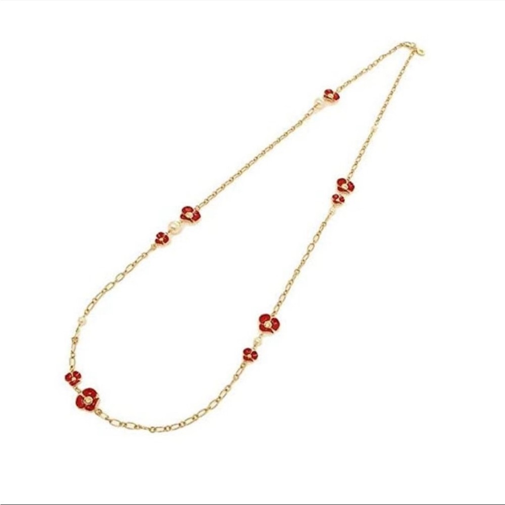 Authentic Tory Burch Fleur rosary NWT long necklace